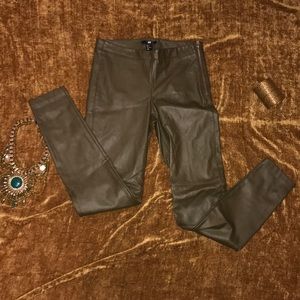 Olive green Faux leather pant Size 4